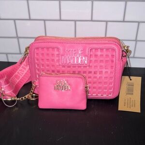 Steve Madden Hot Pink Crossbody Bag with Coin Pouch